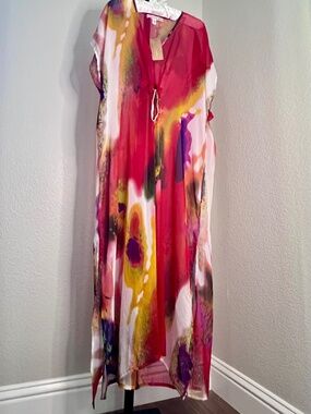 Michael Stars "Pastel Gardens" Sheer Caftan
